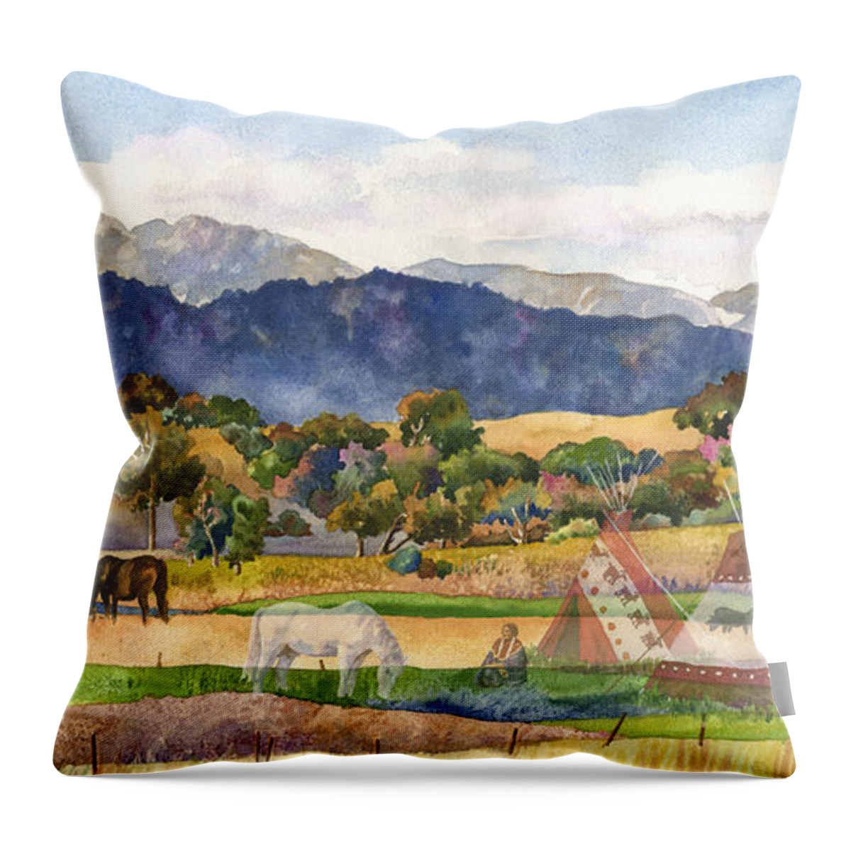 Spirits Throw Pillow featuring the painting Spirits of the Ancestors by Anne Gifford