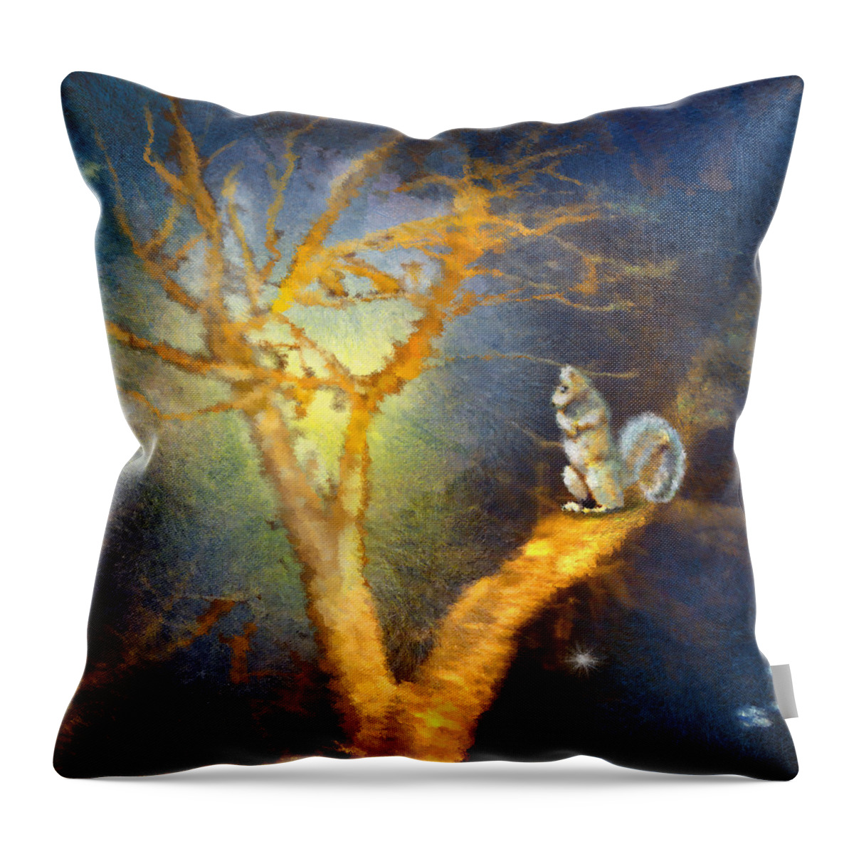 Animals Throw Pillow featuring the painting Squirrel in Austin by Miki De Goodaboom