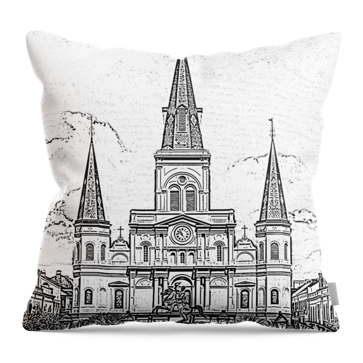 Louis Cathedral c1904-14in x 11in New Orleans Historic Black /& White Photo Jackson Square in front of St