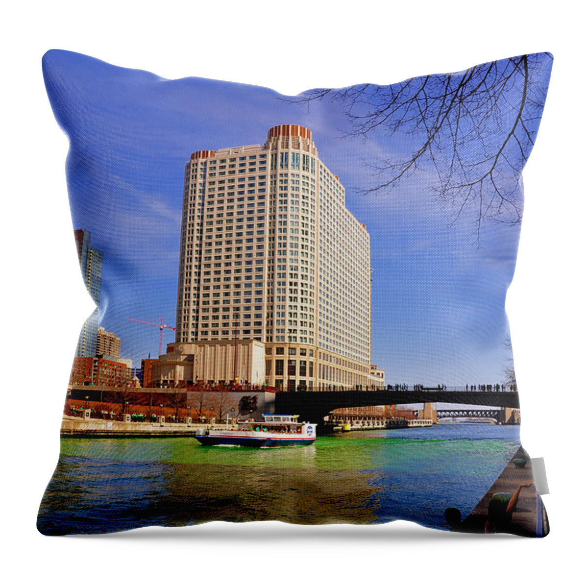 Chicago Throw Pillow featuring the photograph St Patrick's Day by Dejan Jovanovic