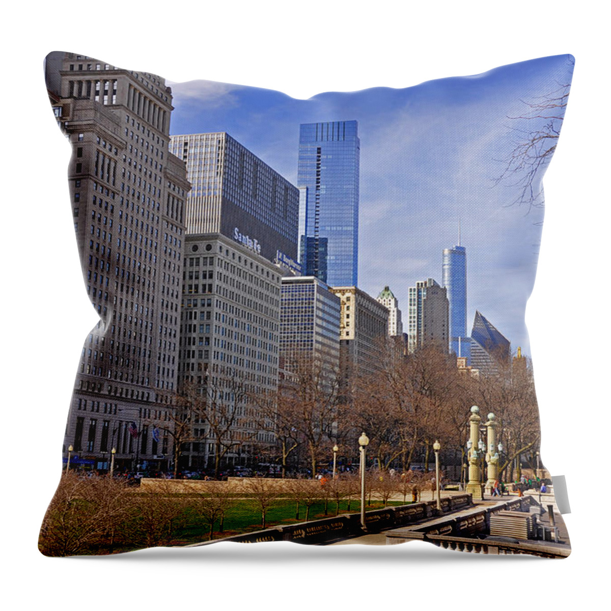Chicago Panorama Throw Pillow featuring the photograph Stand High and Proud by Dejan Jovanovic