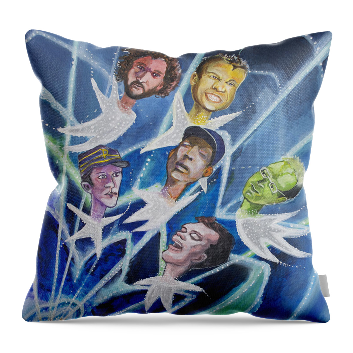 Music Bands Throw Pillow featuring the painting Star Bodied Face Melters by Patricia Arroyo