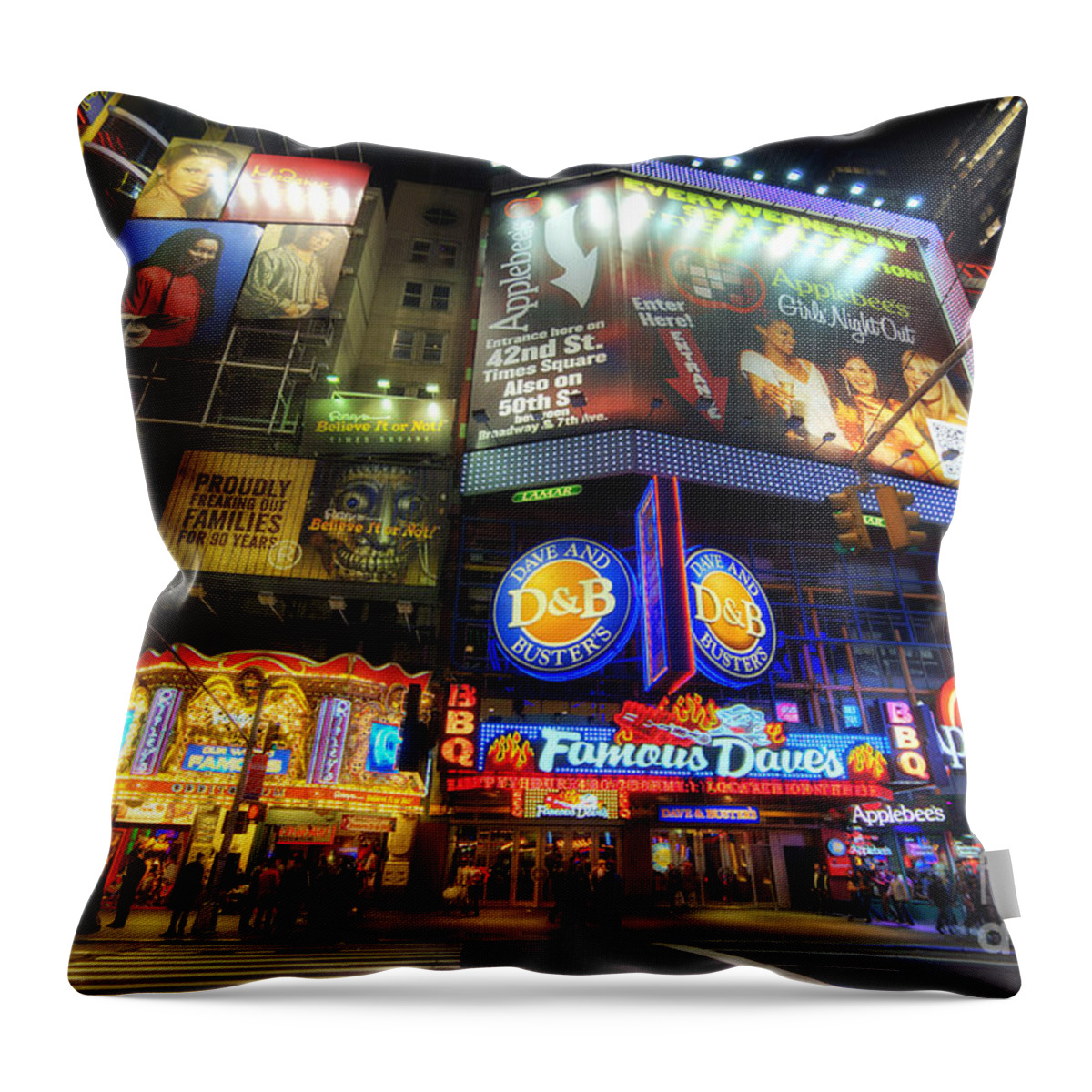 Art Throw Pillow featuring the photograph Stunning Lights Of 42nd Street by Yhun Suarez