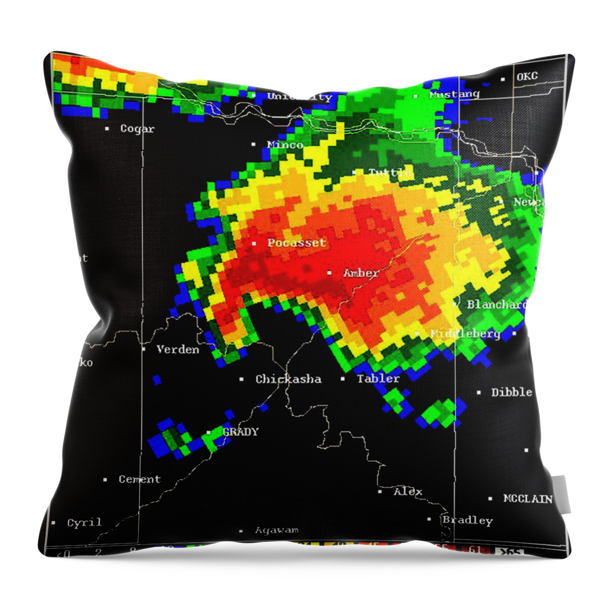 Science Throw Pillow featuring the photograph Supercell With Hook Echo, Radar by Science Source