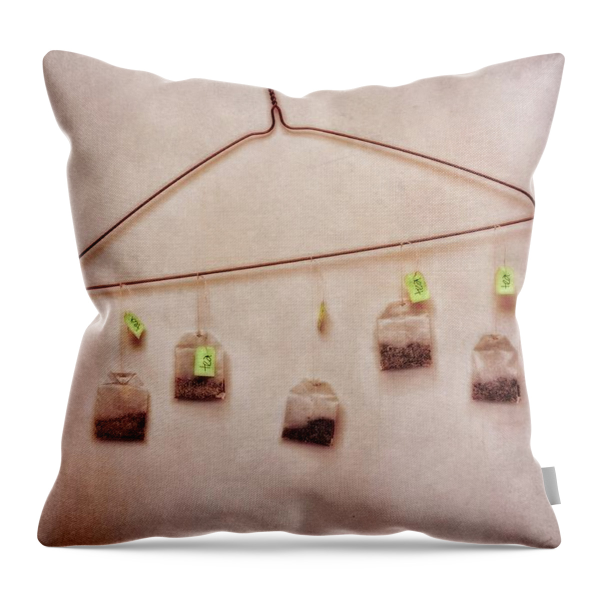 Tea Throw Pillow featuring the photograph Tea Bags by Priska Wettstein