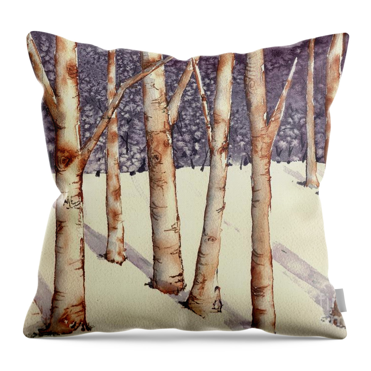 Watercolor Throw Pillow featuring the painting The Darkness Behind Me by Lynn Babineau