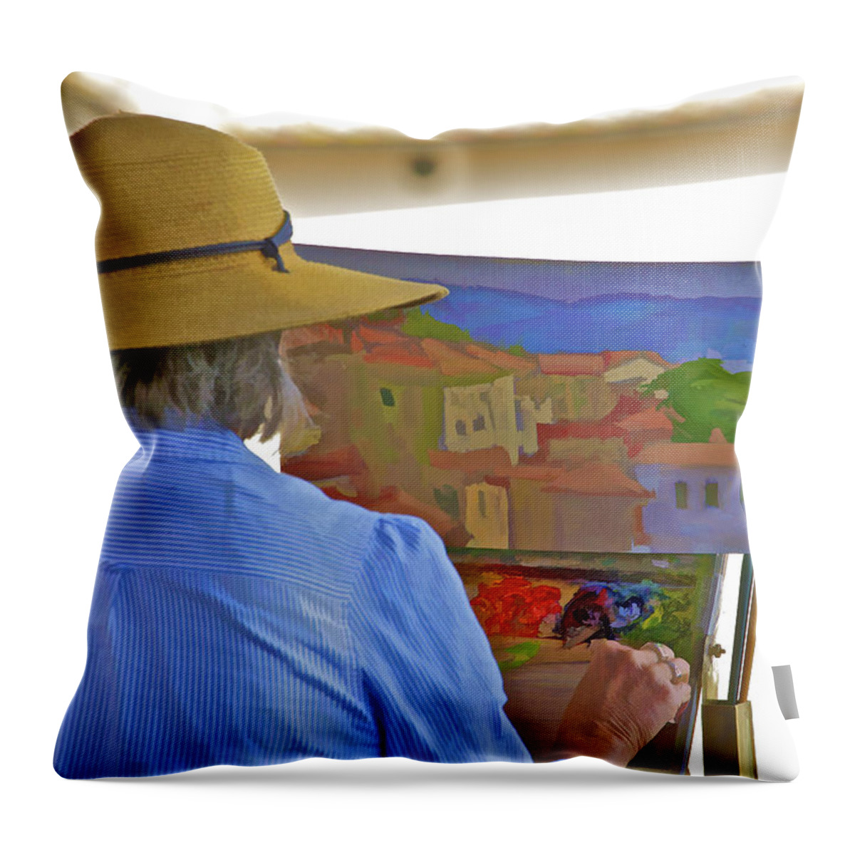 Cortona Throw Pillow featuring the photograph The Painter by David Letts