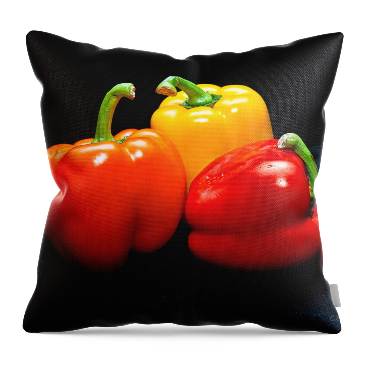 Vegetable Throw Pillow featuring the photograph The Three Peppers by Christopher Holmes