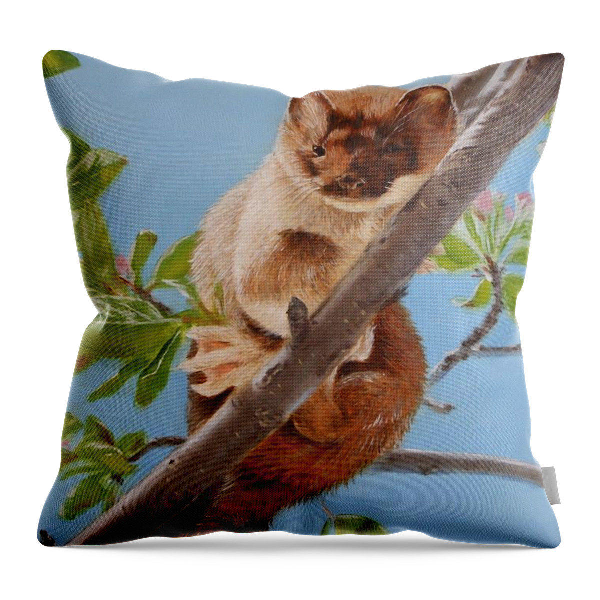 Weasel Throw Pillow featuring the painting The Weasel by Tammy Taylor