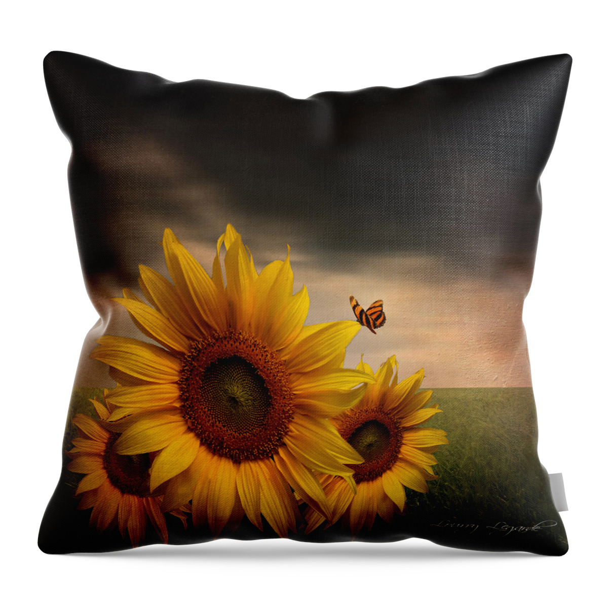 Sunflower Throw Pillow featuring the photograph Trinity by Lourry Legarde