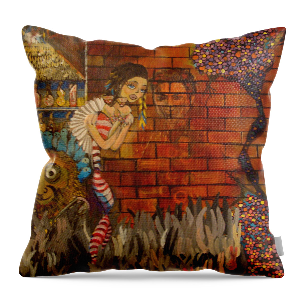 Surreal Throw Pillow featuring the painting Twisted and Empty by Mindy Huntress