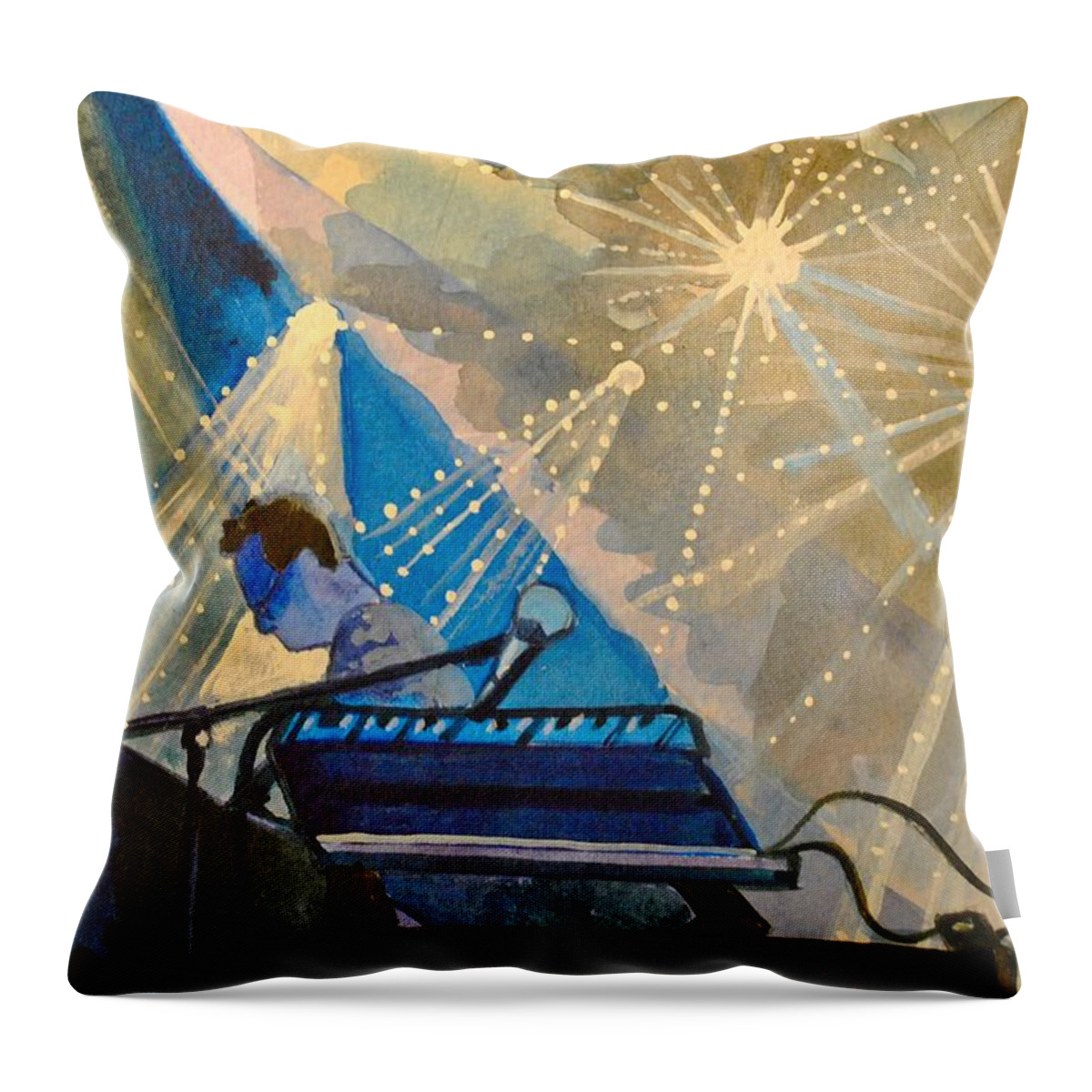 Umphrey's Mcgee Throw Pillow featuring the painting Umphre's Mcgee at the Pony by Patricia Arroyo