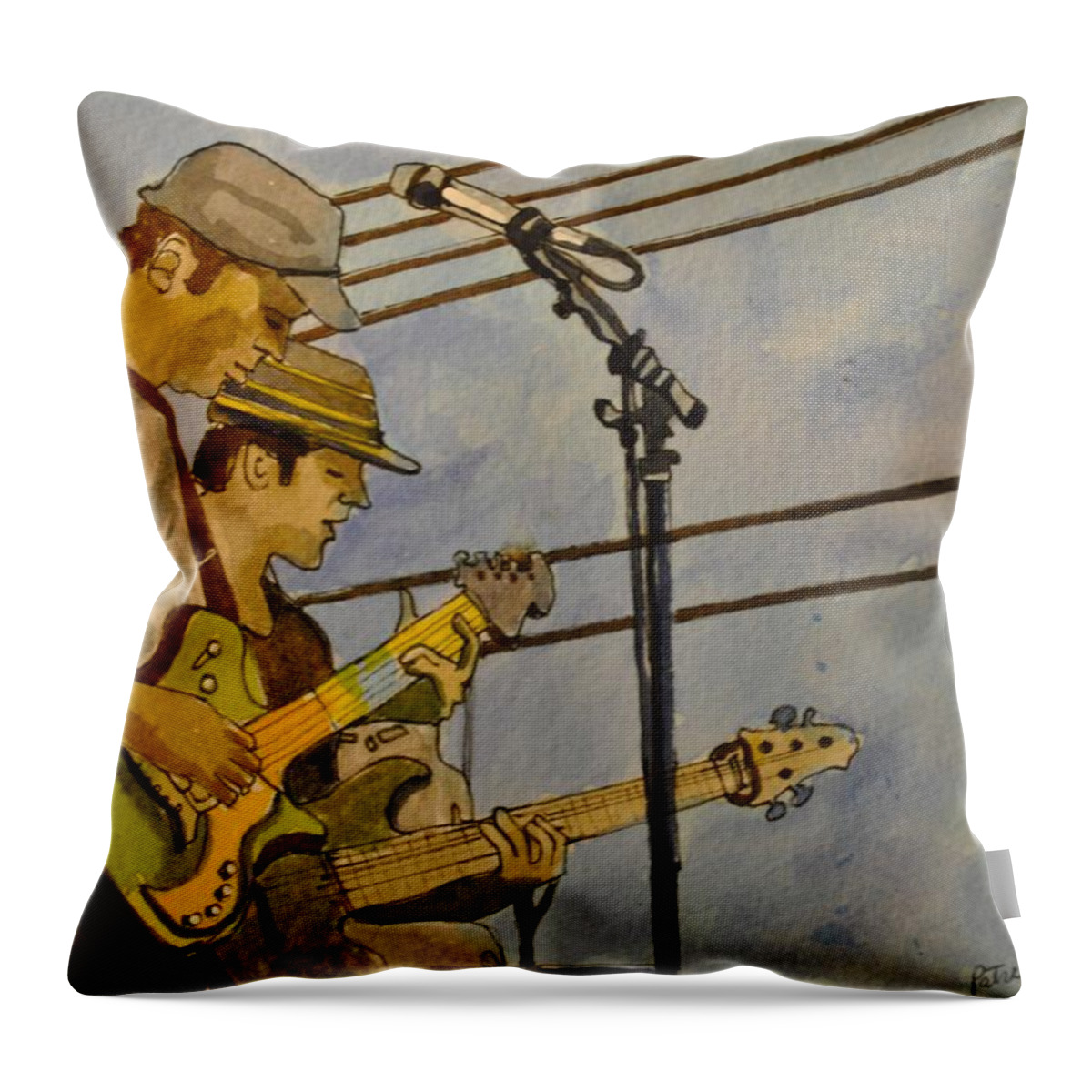 Umphrey's Mcgee Throw Pillow featuring the painting Umphreys Mcgee at the Stone Pony by Patricia Arroyo