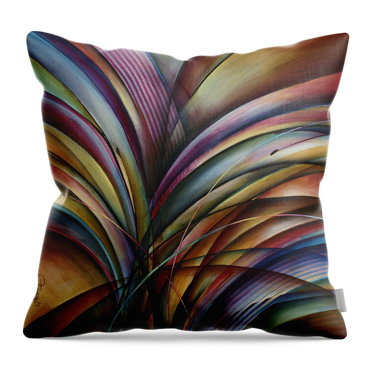 Abstract Design Throw Pillow featuring the painting Untitled 1 by Michael Lang