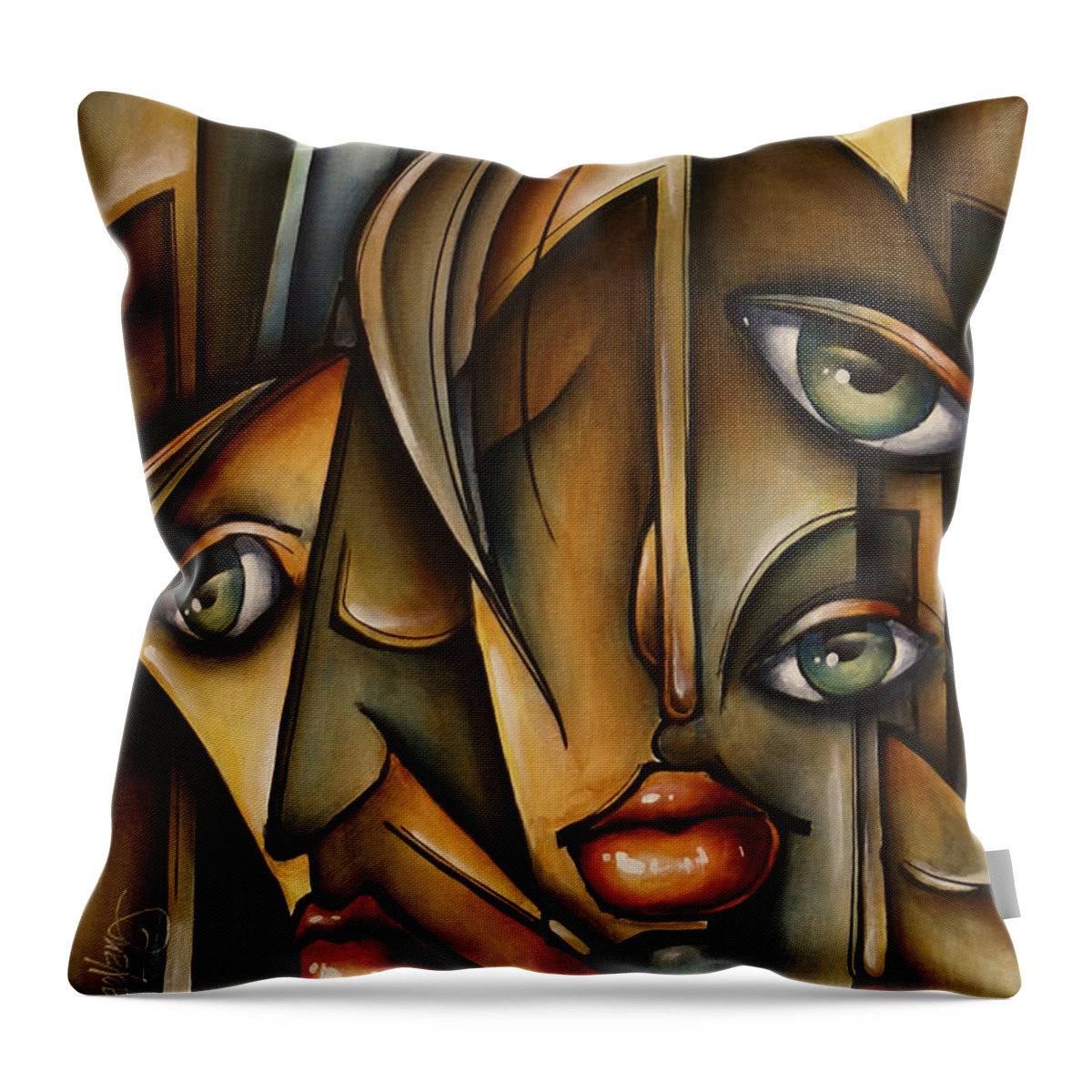 Figurative Throw Pillow featuring the painting Urban expression by Michael Lang