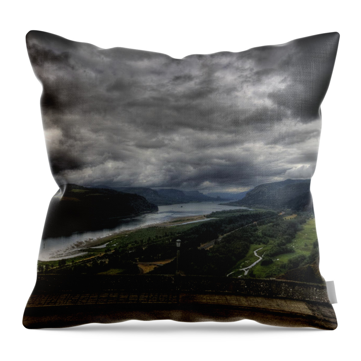Hdr Throw Pillow featuring the photograph Vista House View by Brad Granger