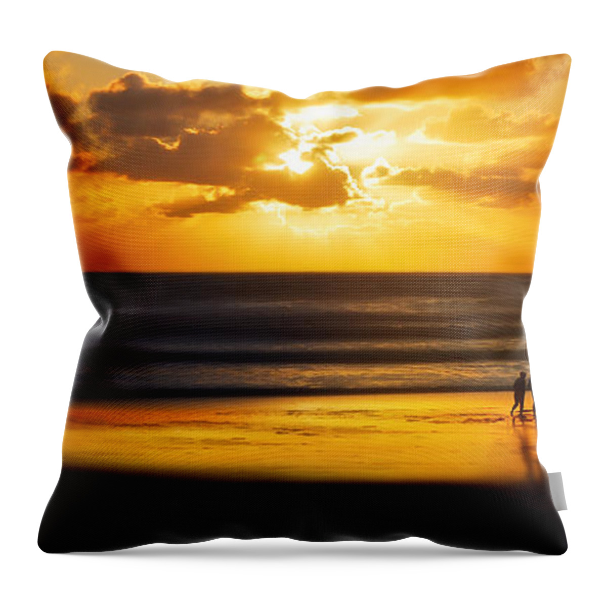 Sunset Throw Pillow featuring the photograph Walking Into The Sunlight by Hannes Cmarits
