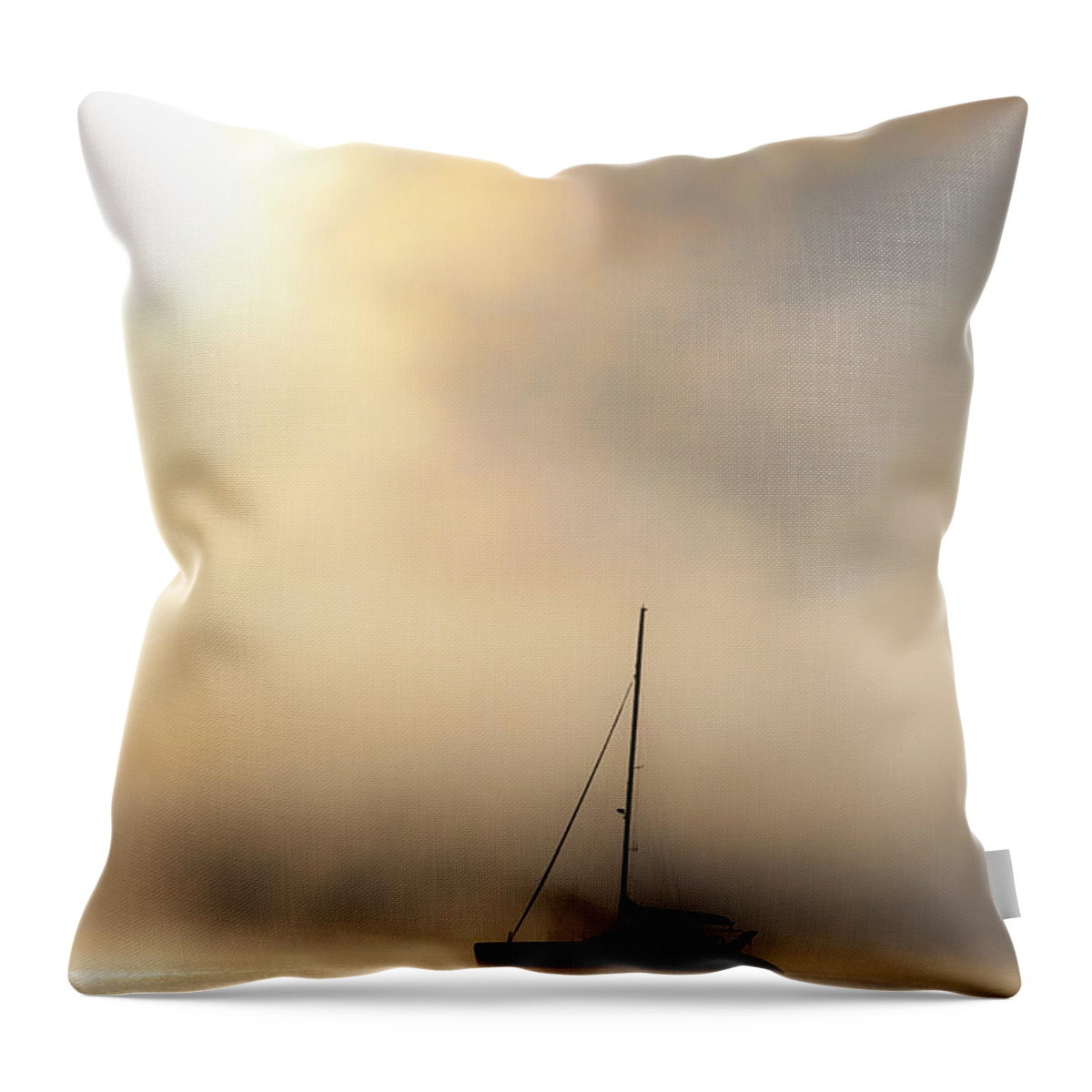 Mist Throw Pillow featuring the photograph Yacht in mist by Sheila Smart Fine Art Photography