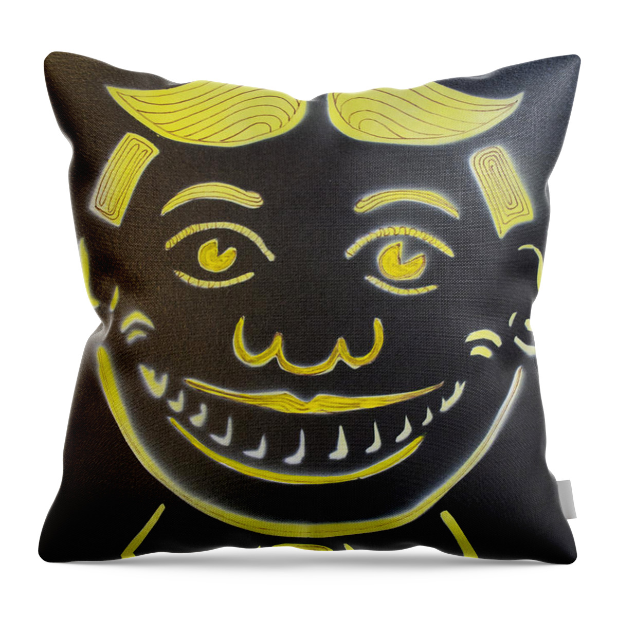 Tillie Of Asbury Park Throw Pillow featuring the painting Yellow on Black Tillie by Patricia Arroyo