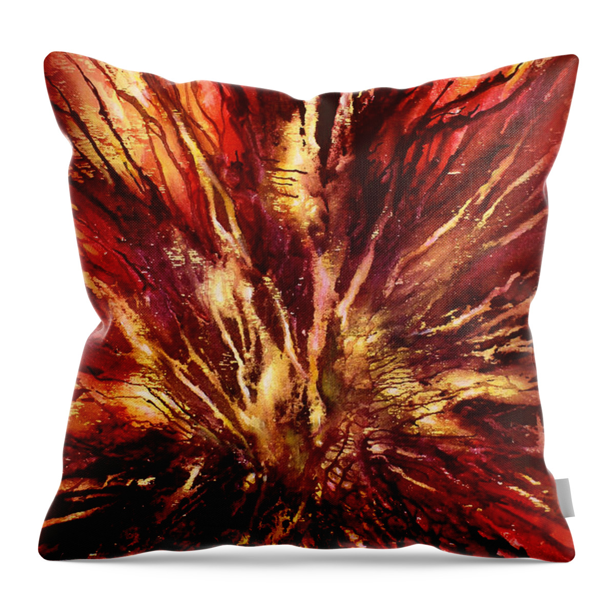 Abstract Throw Pillow featuring the painting ' Inferno' by Michael Lang