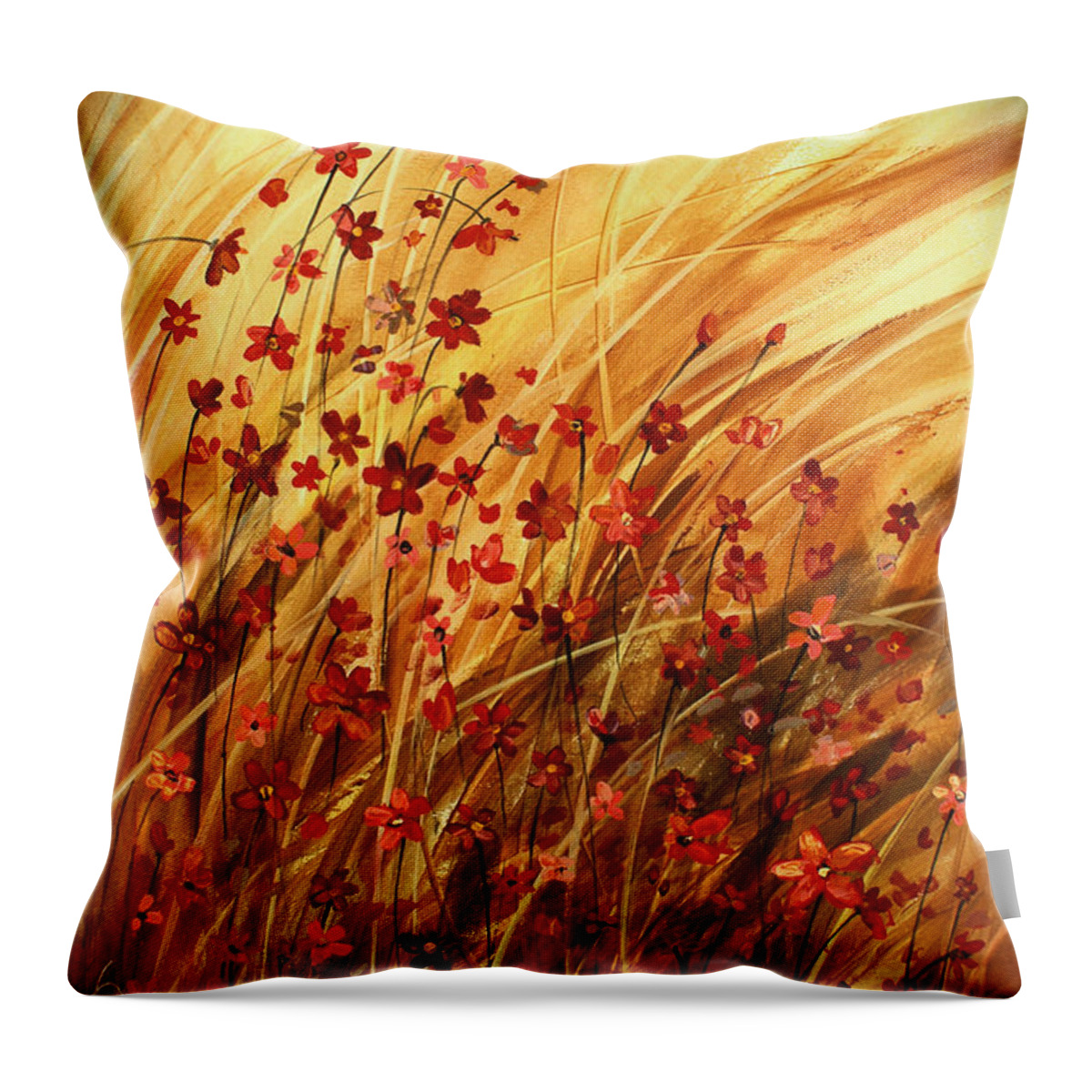 Flowers Throw Pillow featuring the painting ' Summer Breeze' by Michael Lang