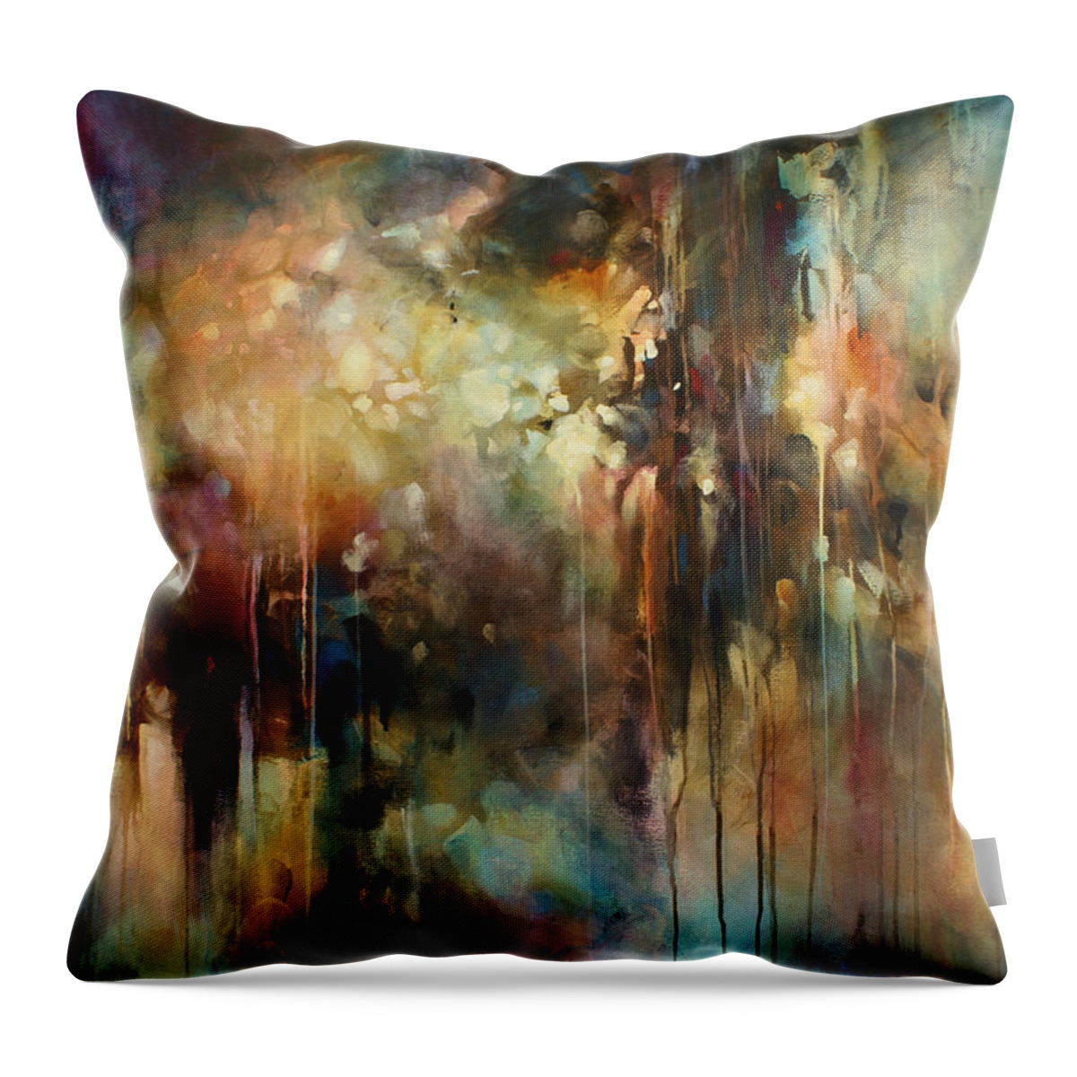 Large Throw Pillow featuring the painting ' Summers Rain ' by Michael Lang