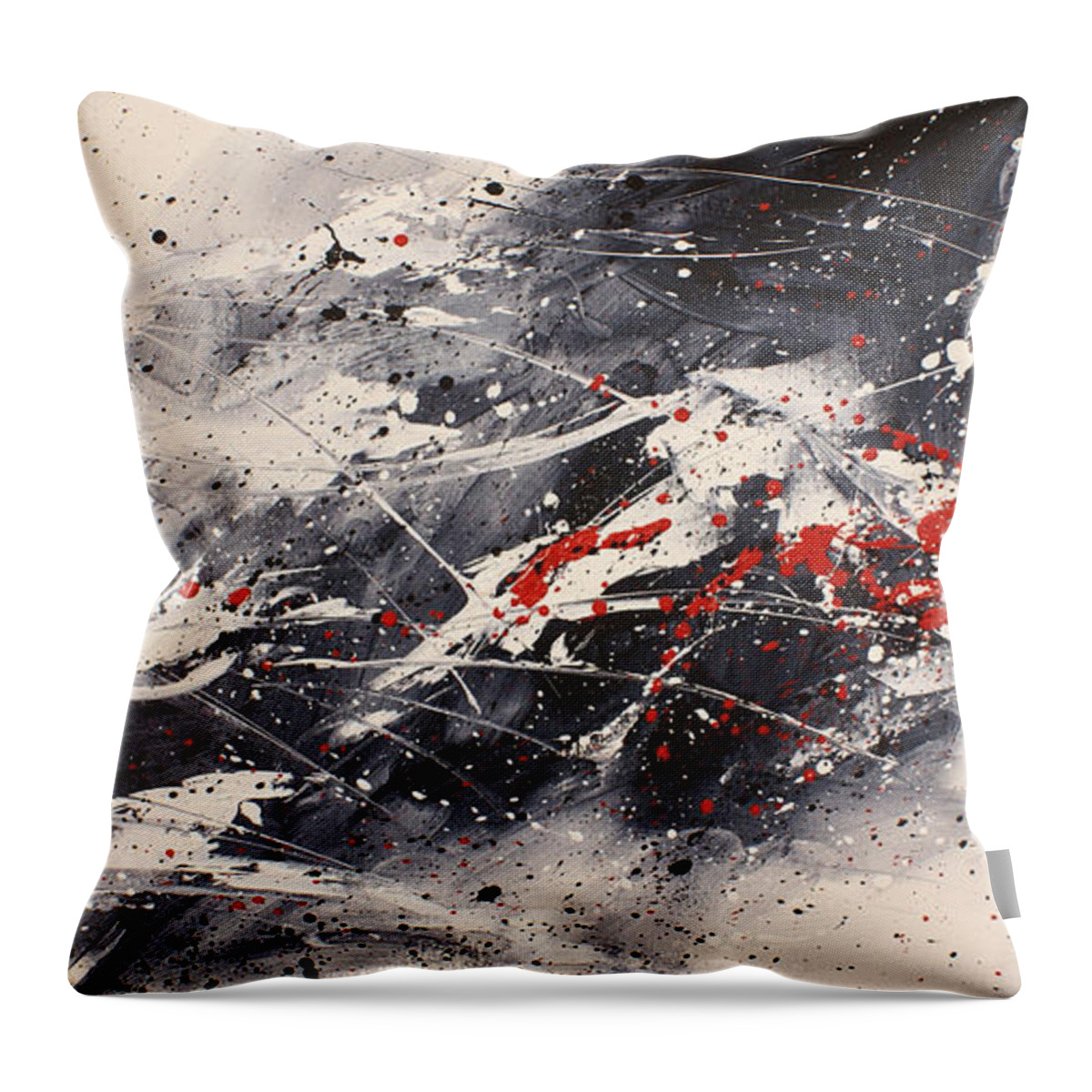 Abstract Throw Pillow featuring the painting ' Tragedy ' by Michael Lang