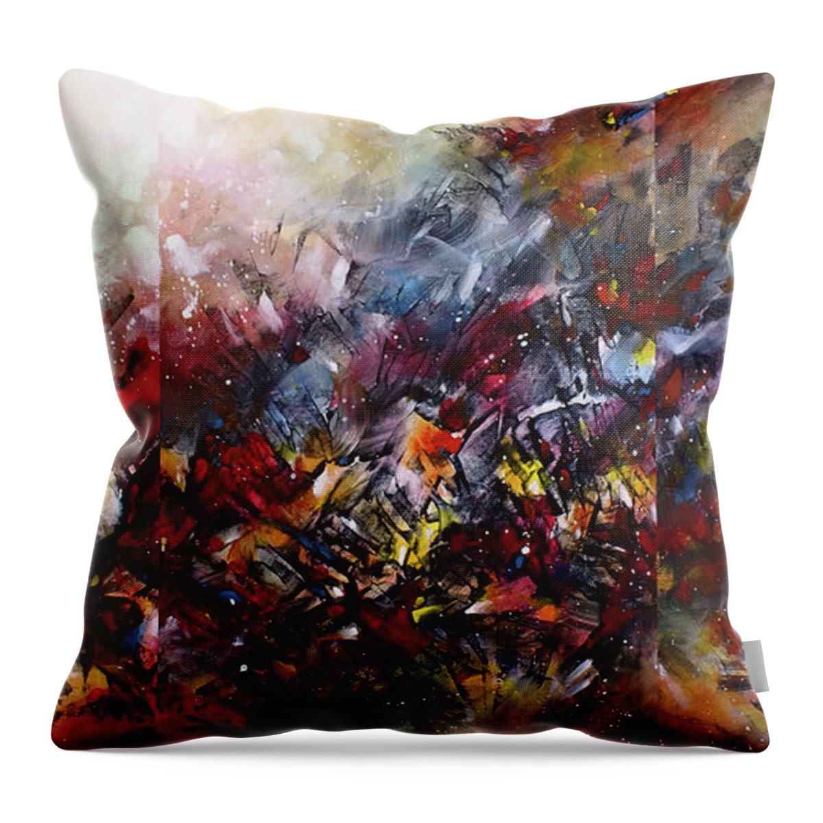 Abstract Throw Pillow featuring the painting ' Catastrophe ' by Michael Lang