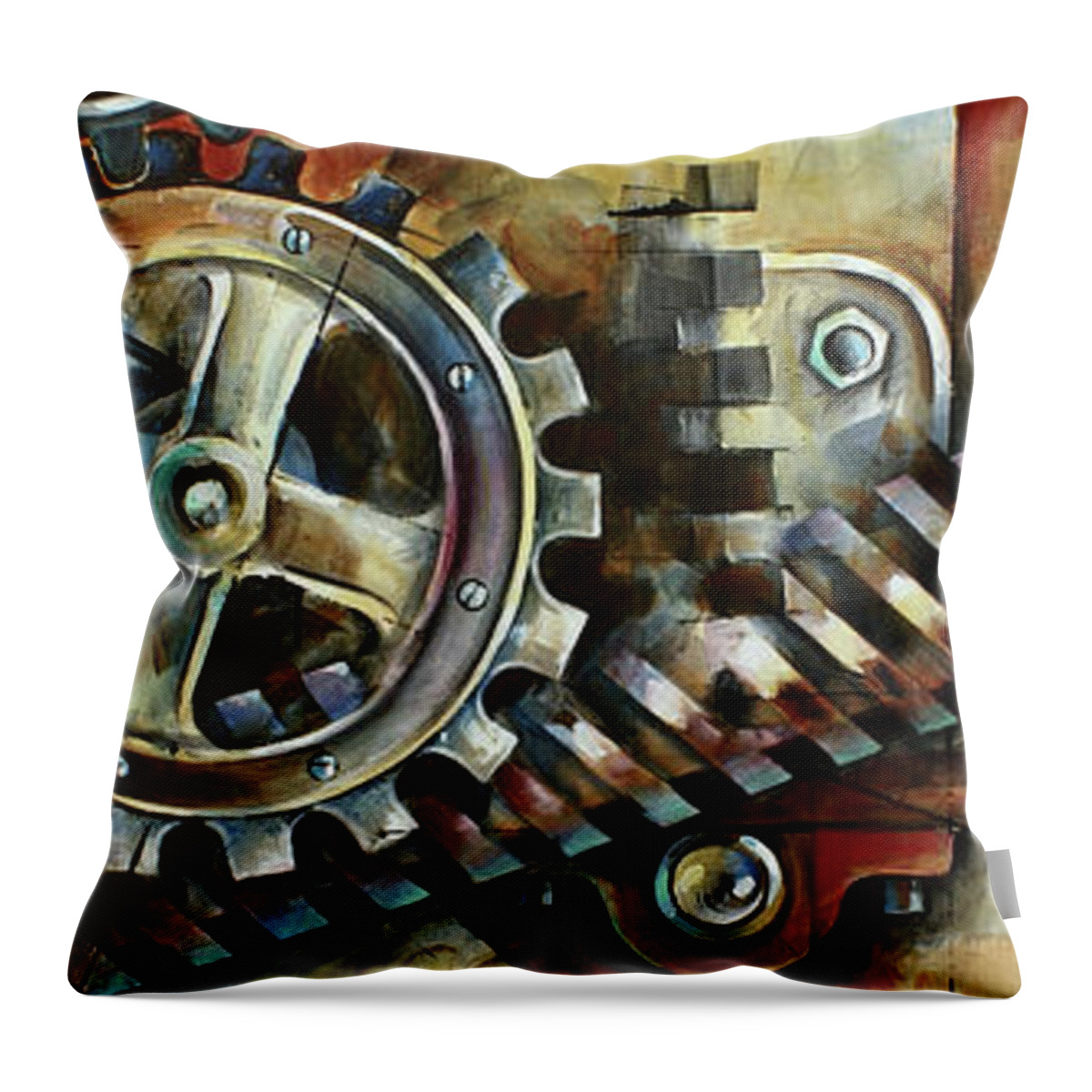 Mechanical Throw Pillow featuring the painting ' Harmony' by Michael Lang
