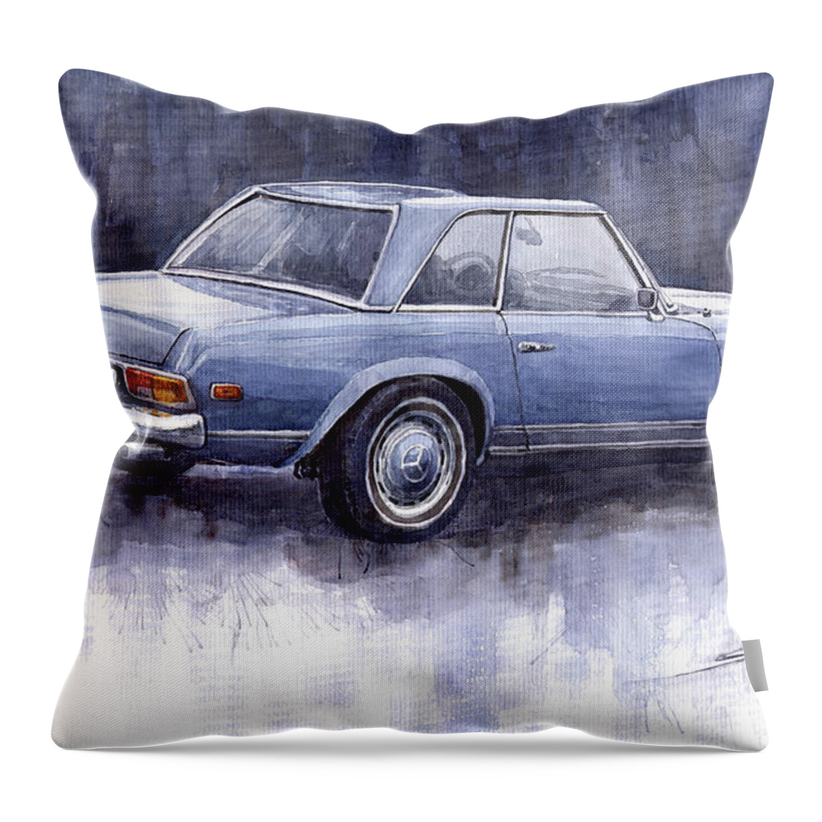 Auto Throw Pillow featuring the painting Mercedes Benz 280 SL W113 Pagoda by Yuriy Shevchuk