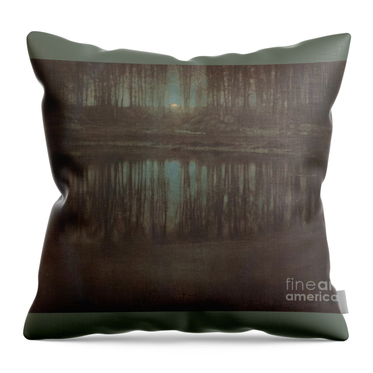 Edward Steichen Throw Pillow featuring the painting Pond Moonlight by MotionAge Designs