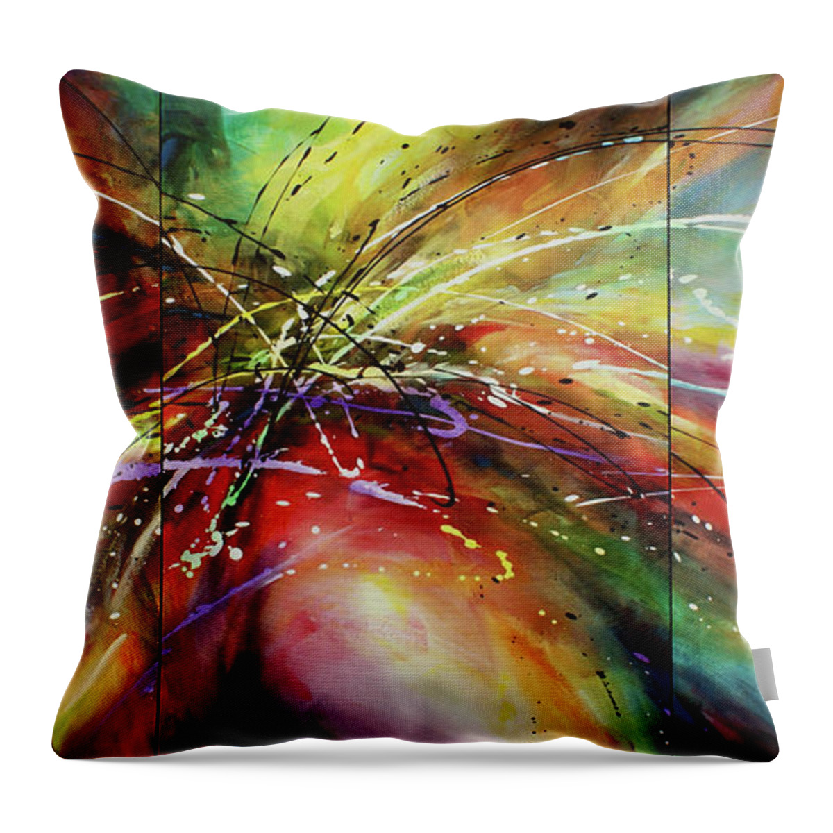 Abstract Throw Pillow featuring the painting ' Shattered Forms ' by Michael Lang