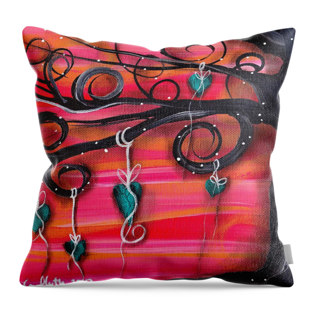 Whimsical Tree Throw Pillow featuring the painting  Tree made of Love by Abril Andrade
