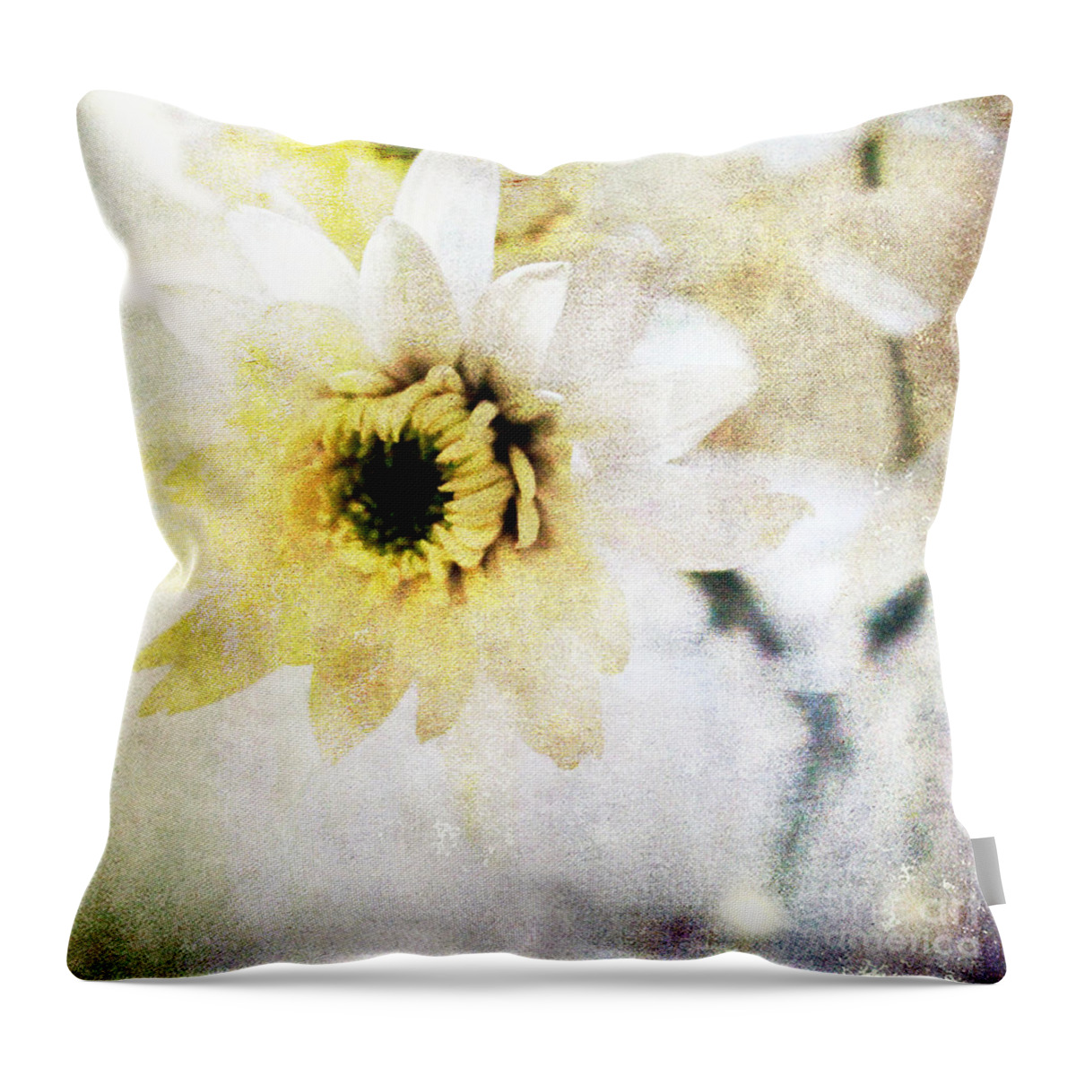 Flower Throw Pillow featuring the mixed media White Flower by Linda Woods
