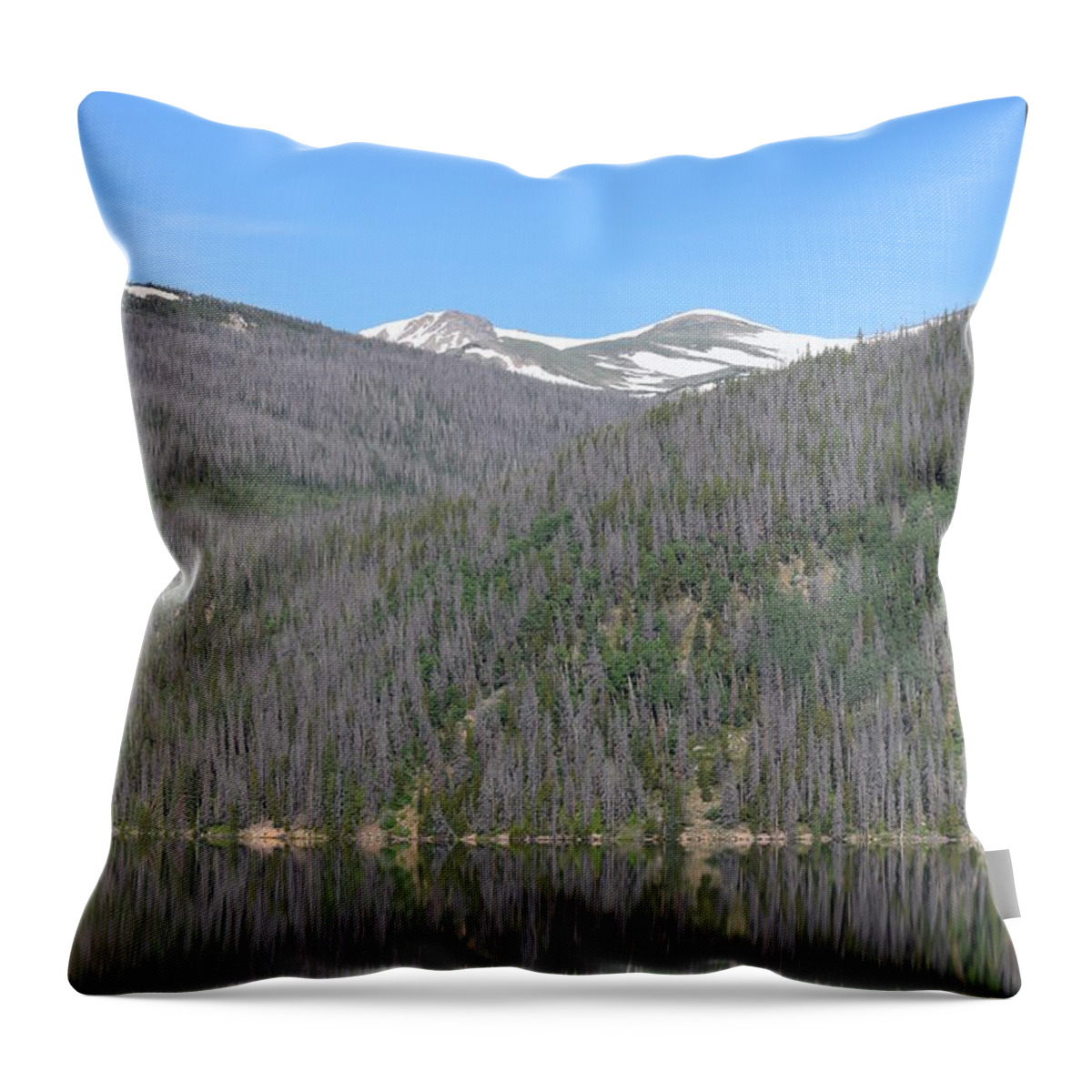 Mountains Throw Pillow featuring the photograph Chambers Lake Reflection Hwy 14 CO by Margarethe Binkley