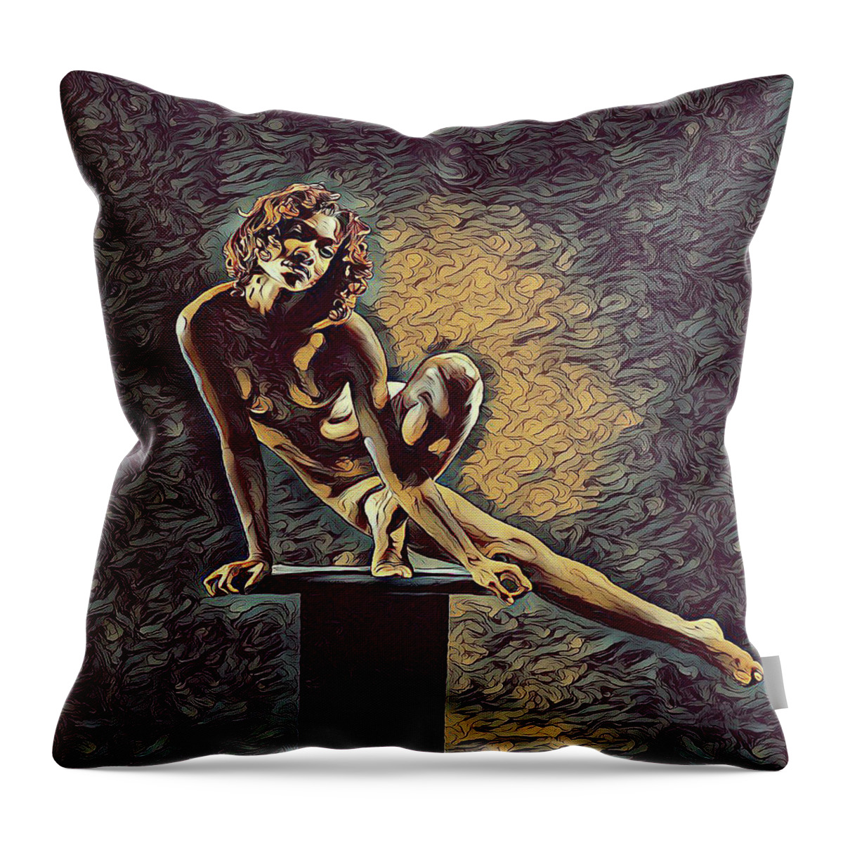 Graceful Throw Pillow featuring the digital art 0953s-ZAC Casual Balance Black Dancer Graceful Strong in the style of Antonio Bravo by Chris Maher