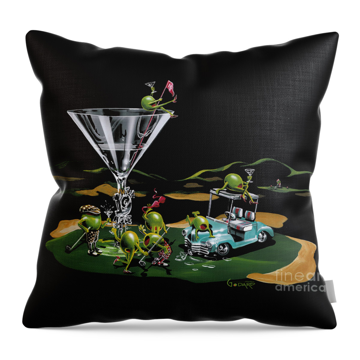 Golf Throw Pillow featuring the painting 19th Hole by Michael Godard