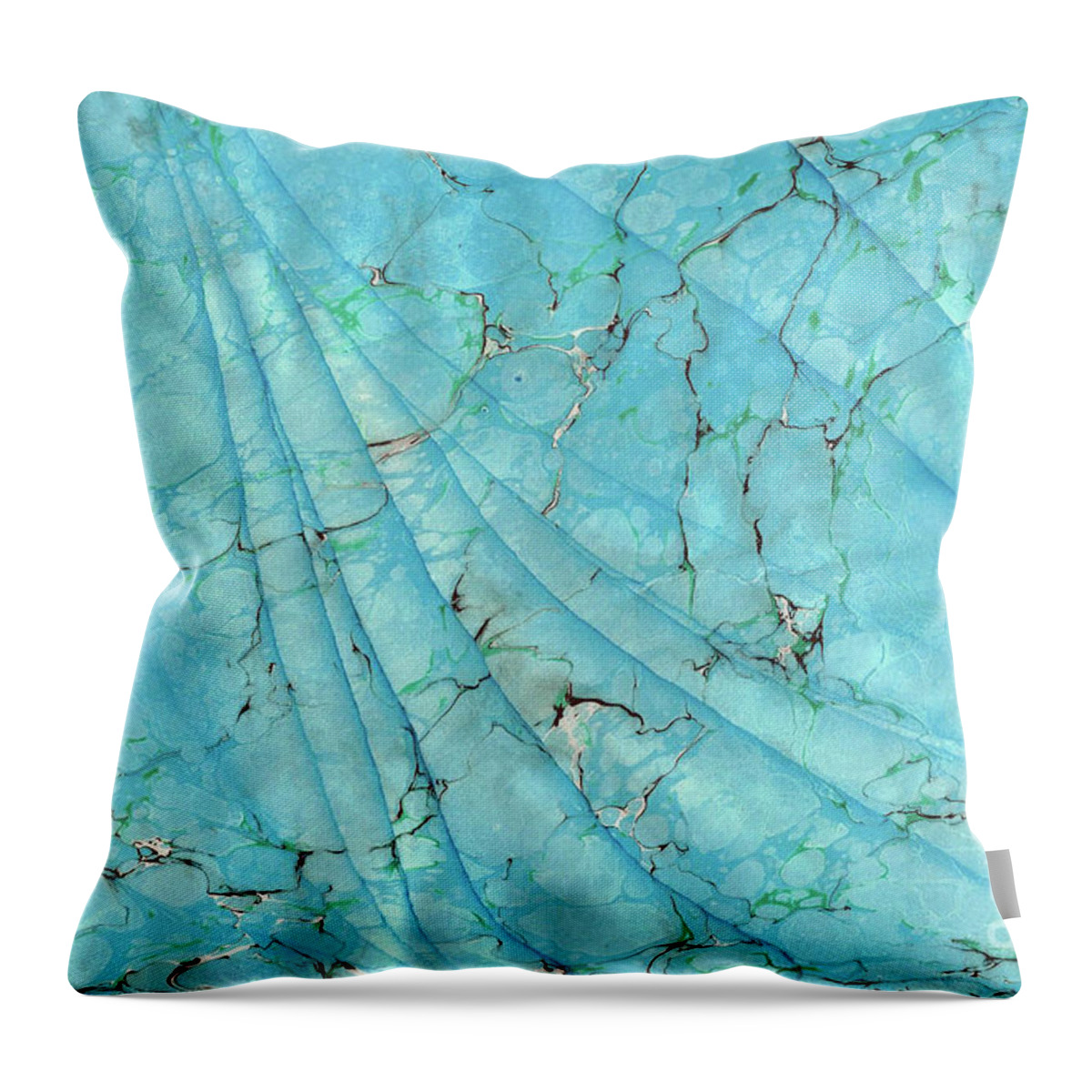 Water Marbling Throw Pillow featuring the painting Blue Wave #2 by Daniela Easter