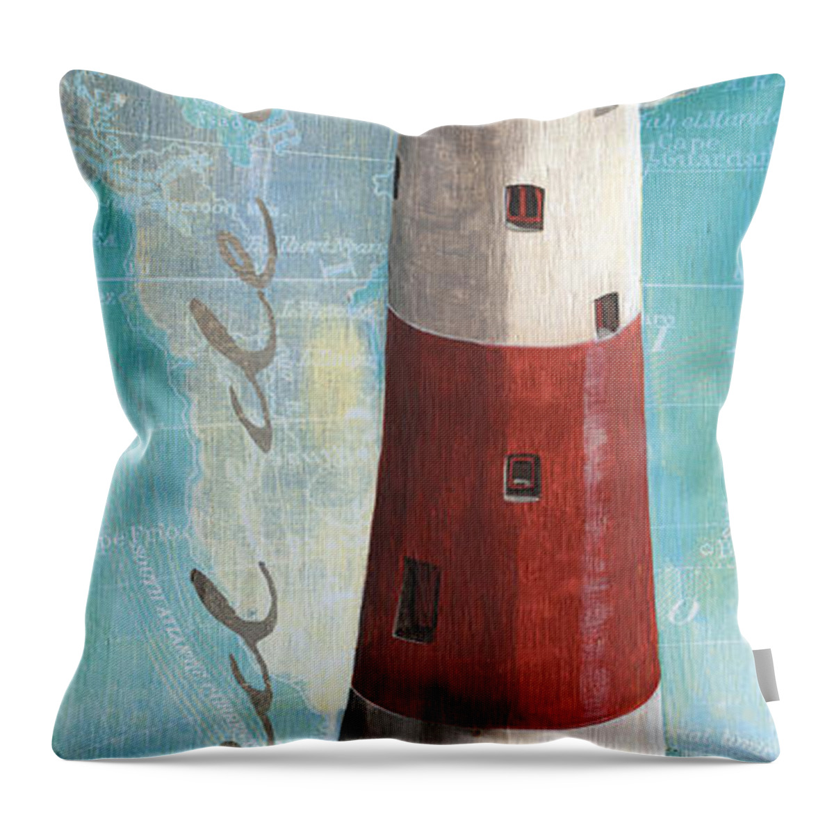 Lighthouse Throw Pillow featuring the painting Bord de Mer by Debbie DeWitt