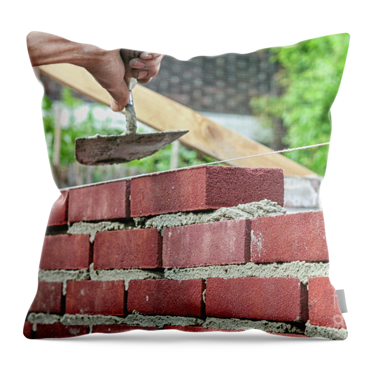 Bricklaying with trowel Throw Pillow by Patricia Hofmeester - Fine Art  America