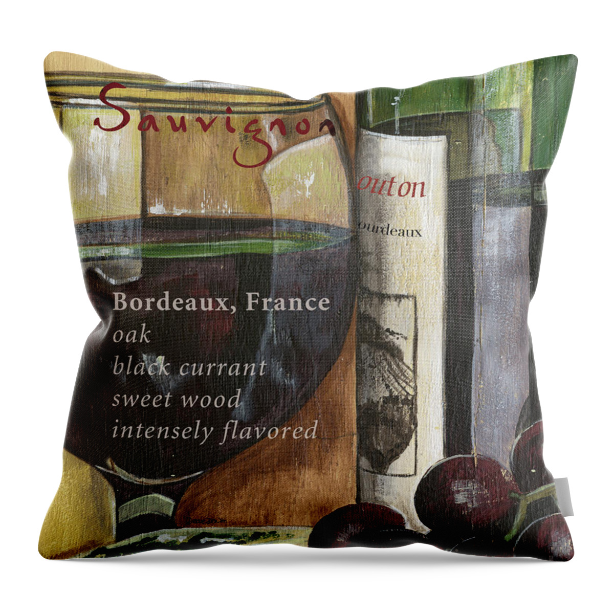 Wine Throw Pillow featuring the painting Cabernet Sauvignon by Debbie DeWitt