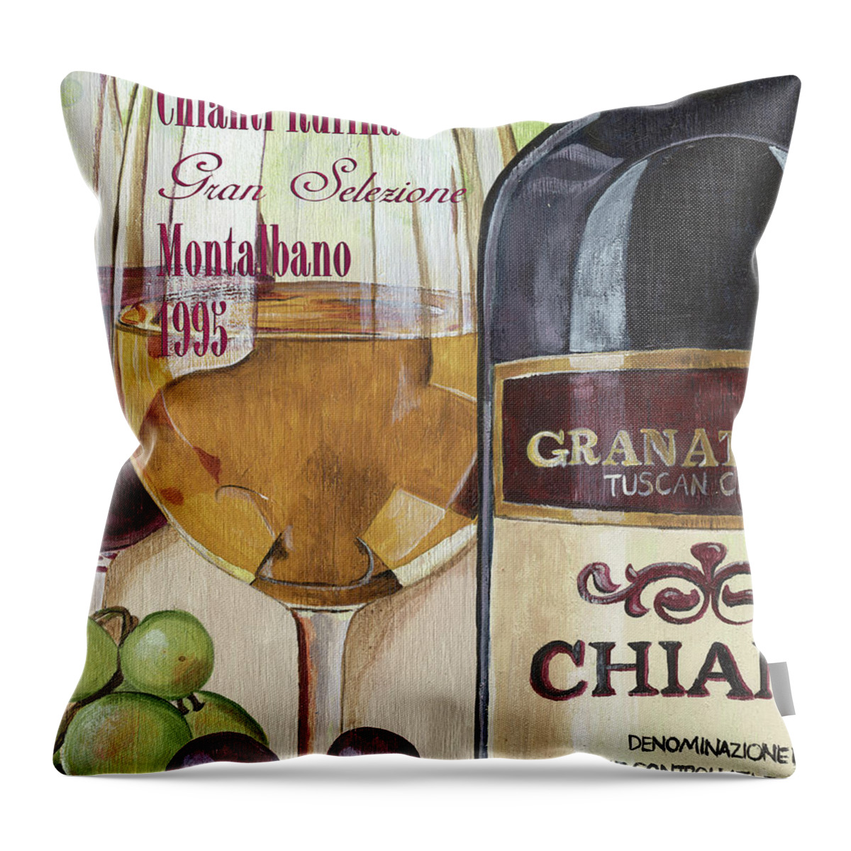 Wine Throw Pillow featuring the painting Chianti Rufina by Debbie DeWitt