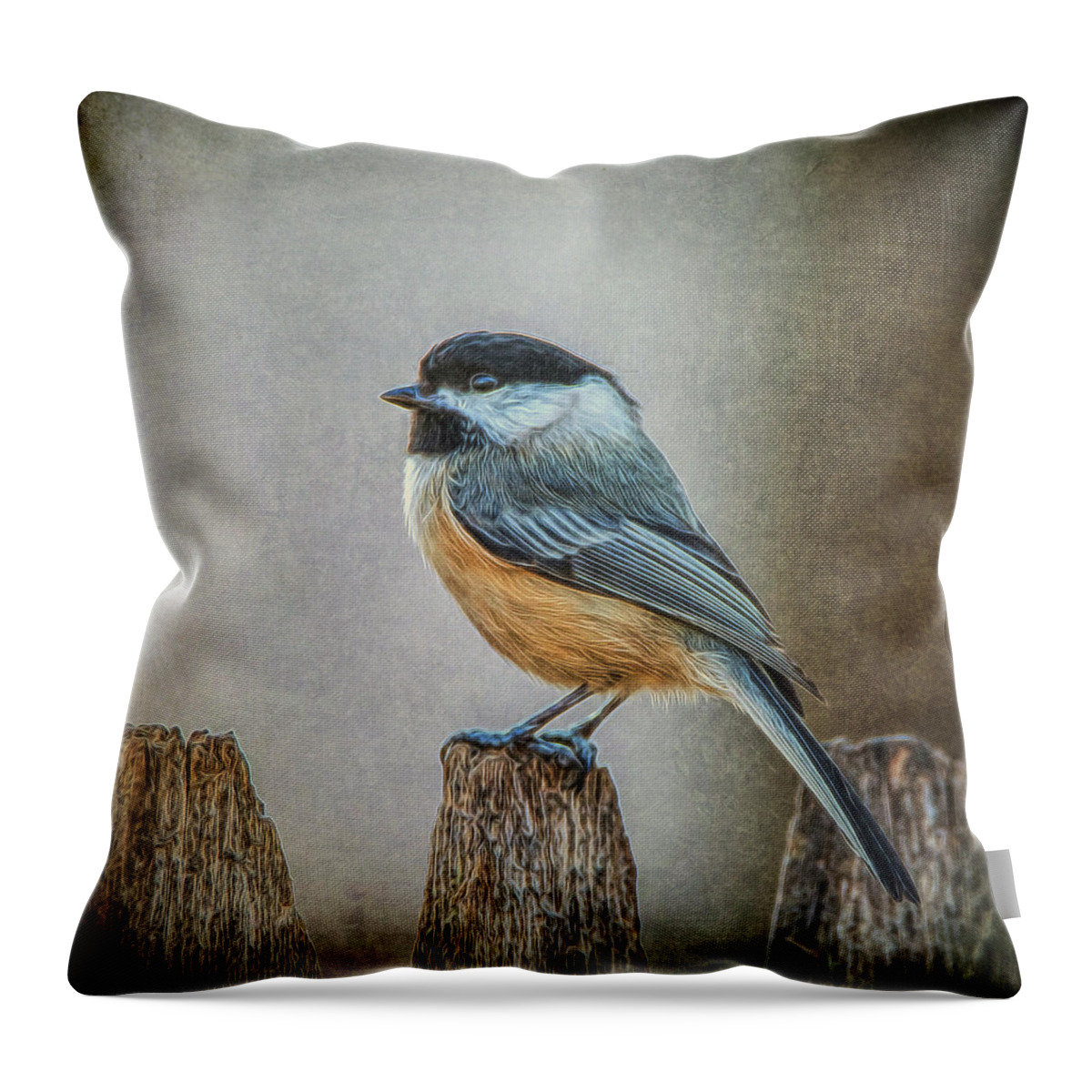 Chicadee Throw Pillow featuring the photograph Chicadee by Cathy Kovarik