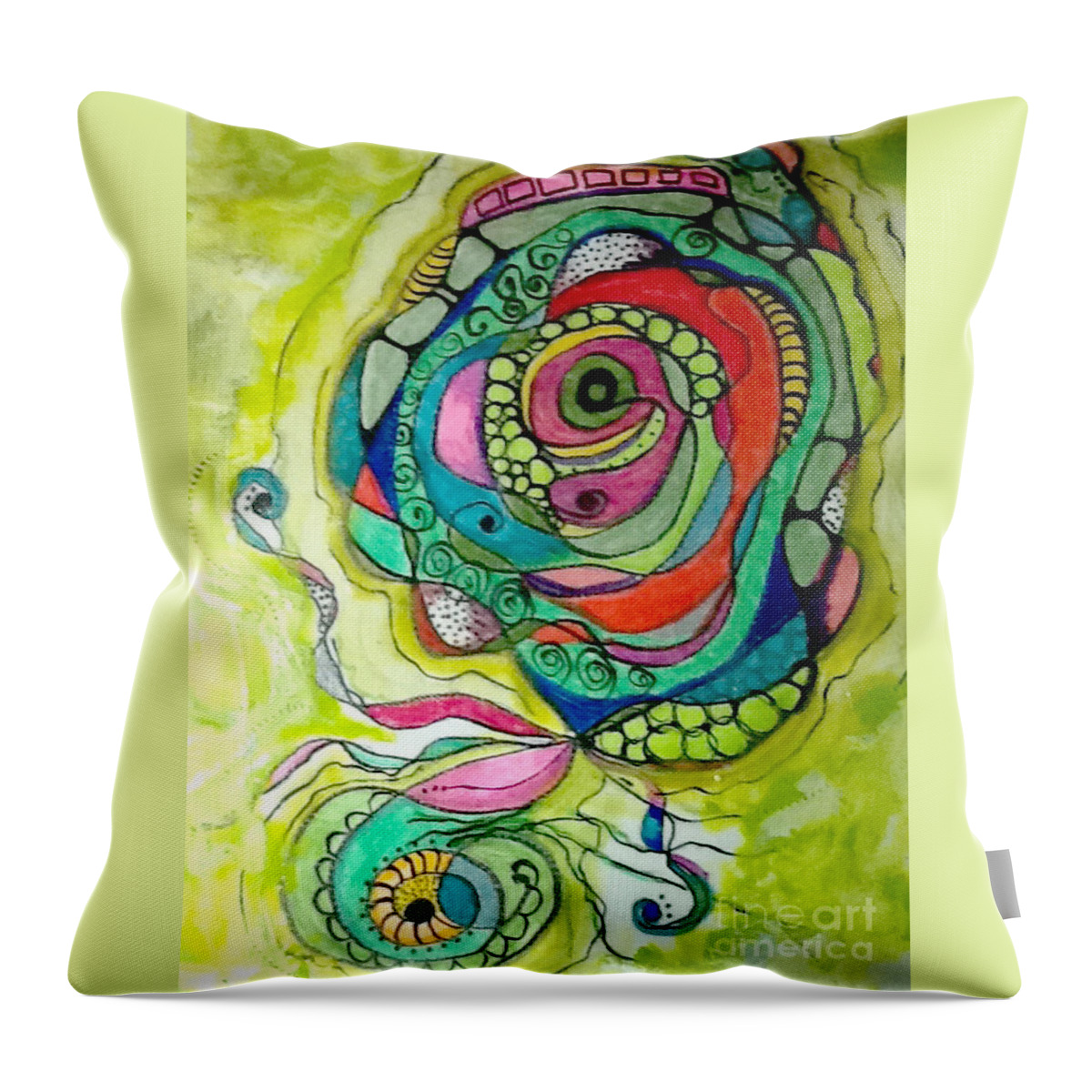 Circles And Swirls Throw Pillow featuring the mixed media Circles by Ruth Dailey