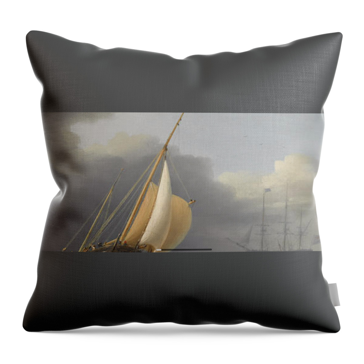 Dominic Serres (british 1722-1793) Coastal Shipping In Rough Seas Throw Pillow featuring the painting Coastal shipping in rough seas by MotionAge Designs