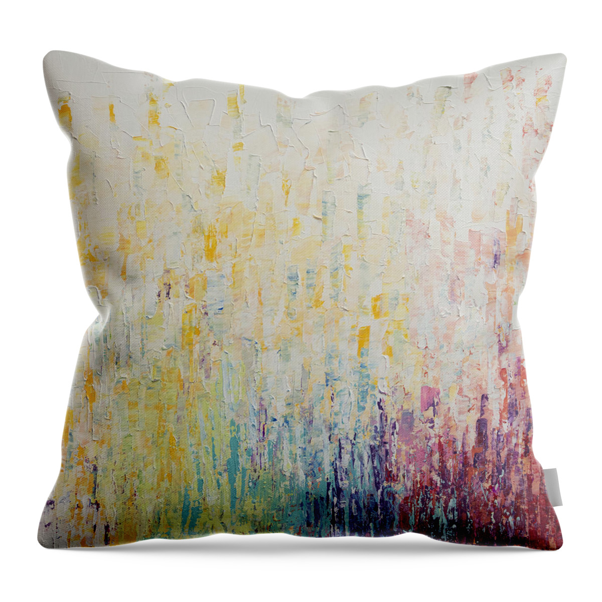 Rainbow Throw Pillow featuring the painting ColorBox Garden by Linda Bailey