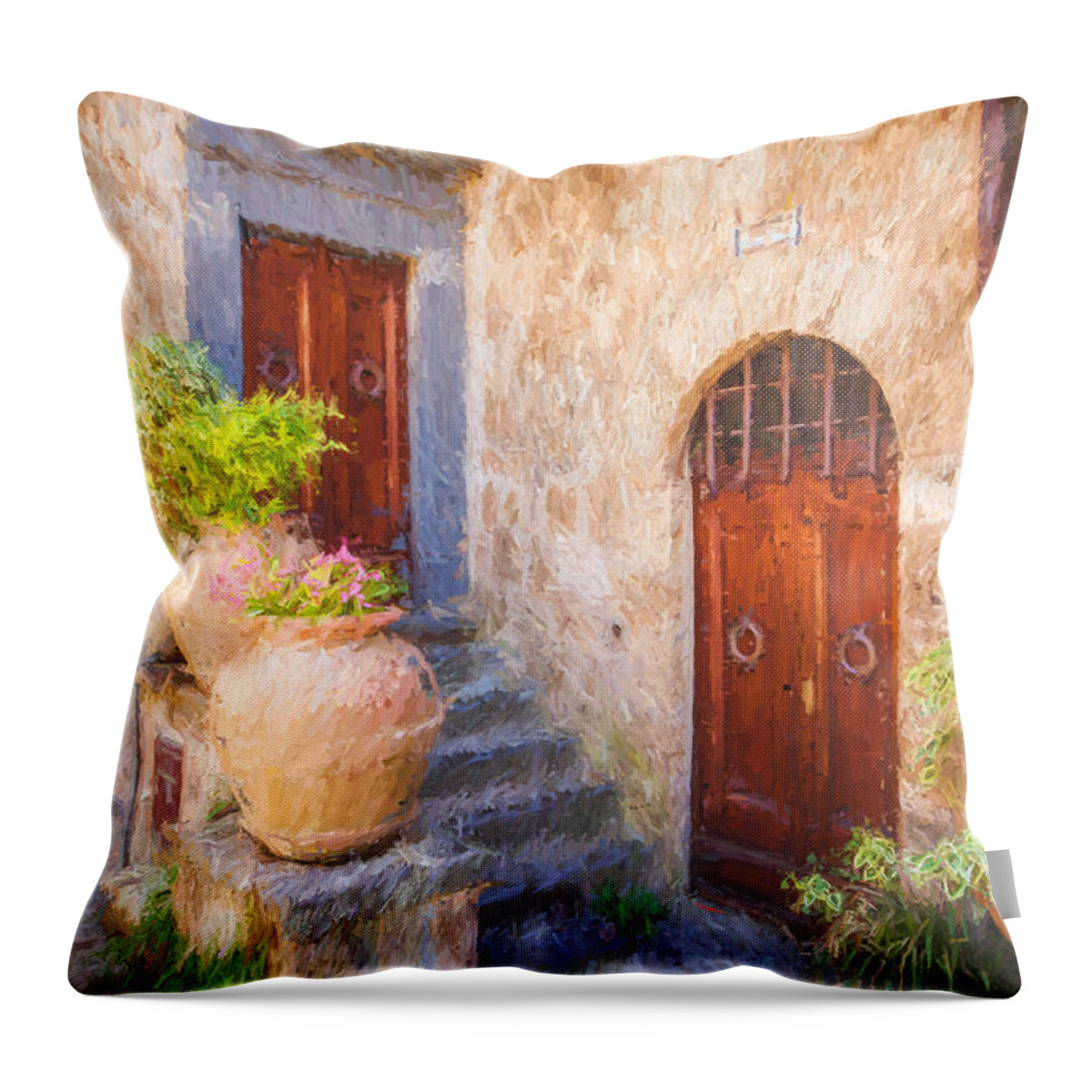 Bagnoregio Throw Pillow featuring the photograph Courtyard of Tuscany by David Letts