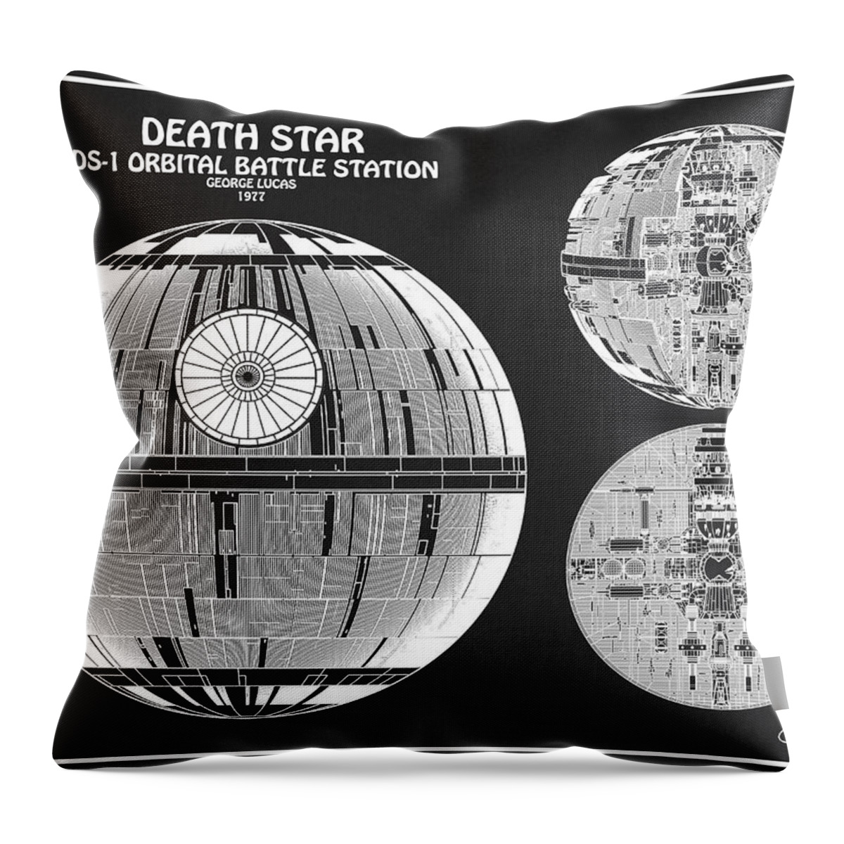 Diagram Illustration For The Death Star Ds 1 Orbital Battle Station From Star Wars Throw Pillow