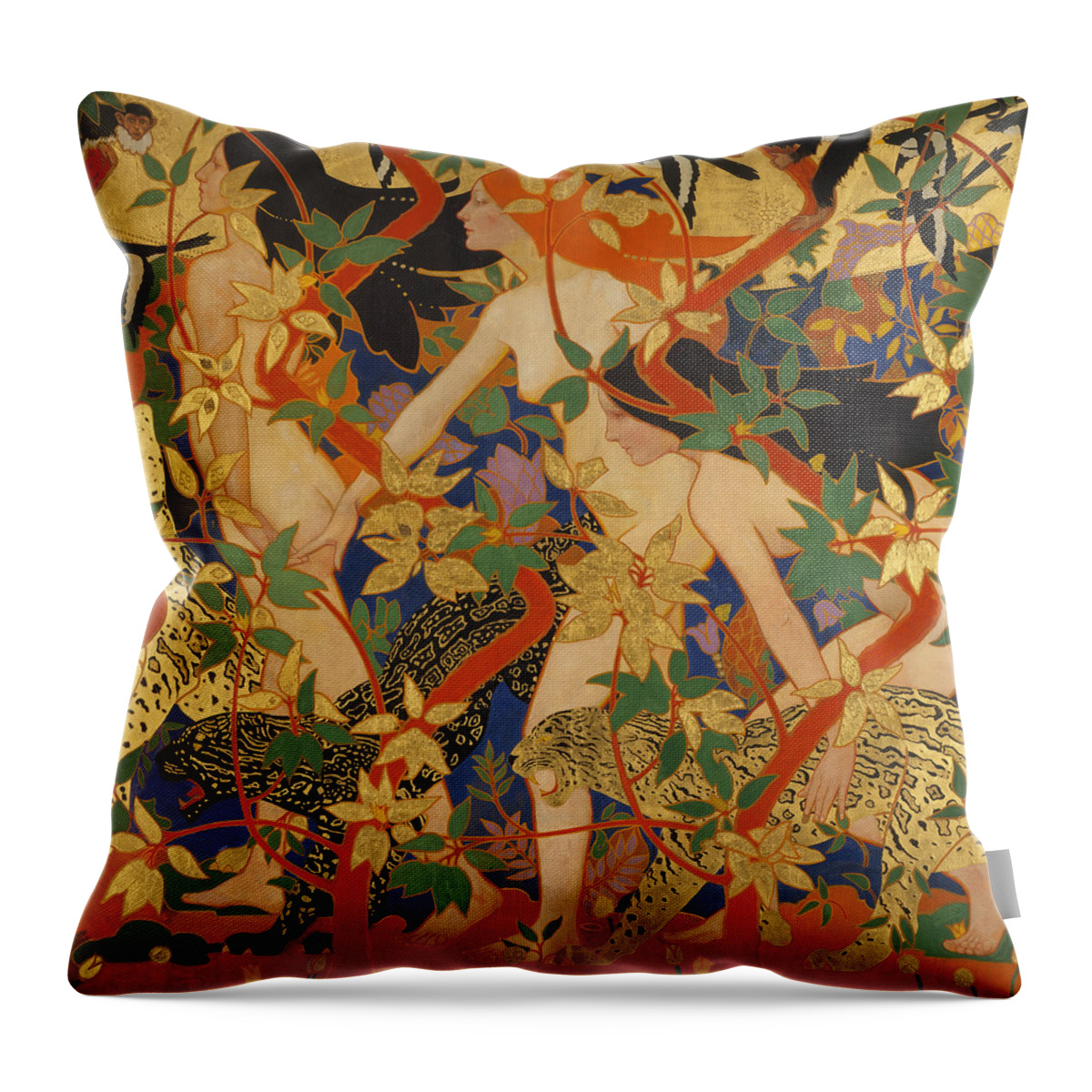 Robert Burns Throw Pillow featuring the painting Diana And Her Nymphs by Robert Burns
