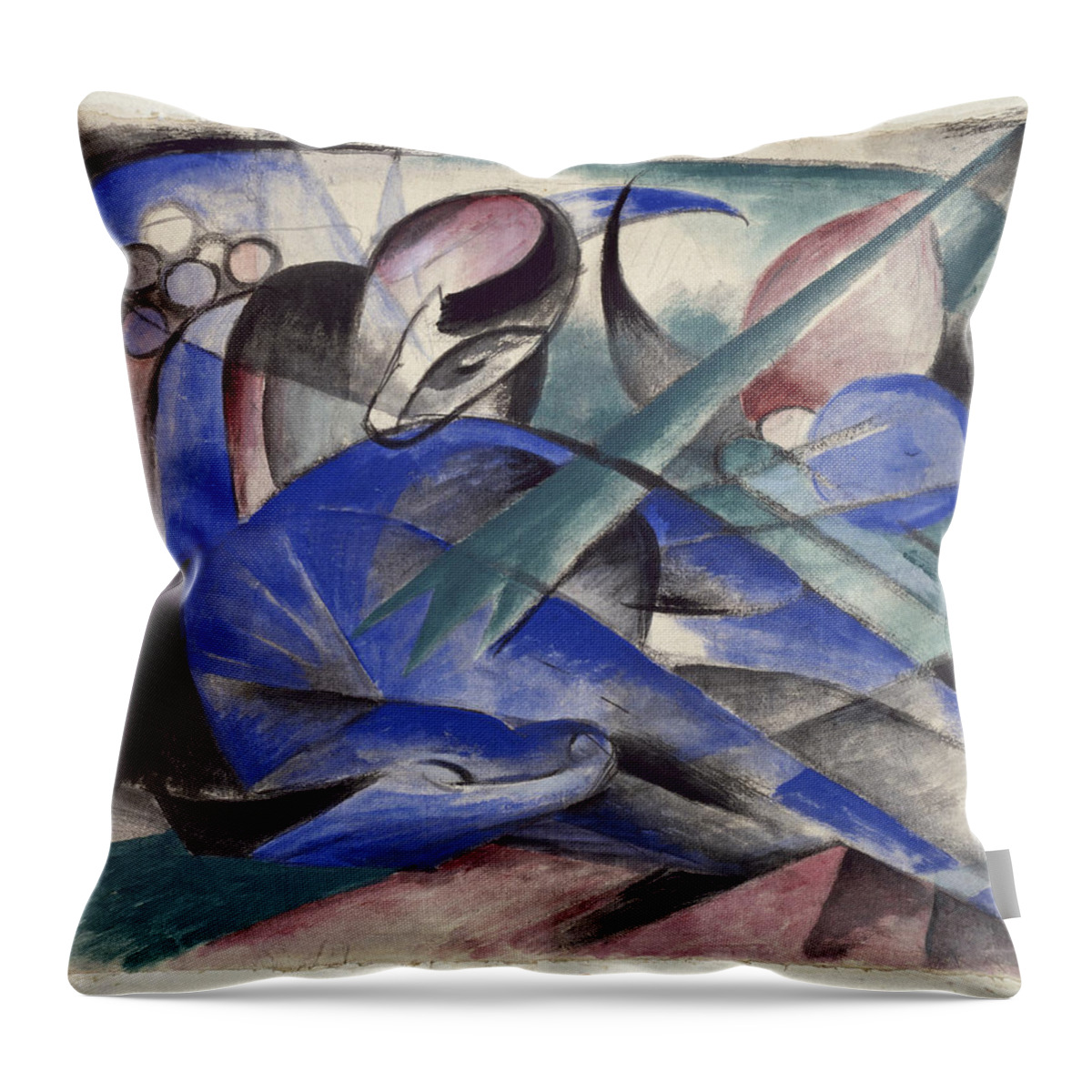 Franz Marc Throw Pillow featuring the drawing Dreaming Horse by Franz Marc